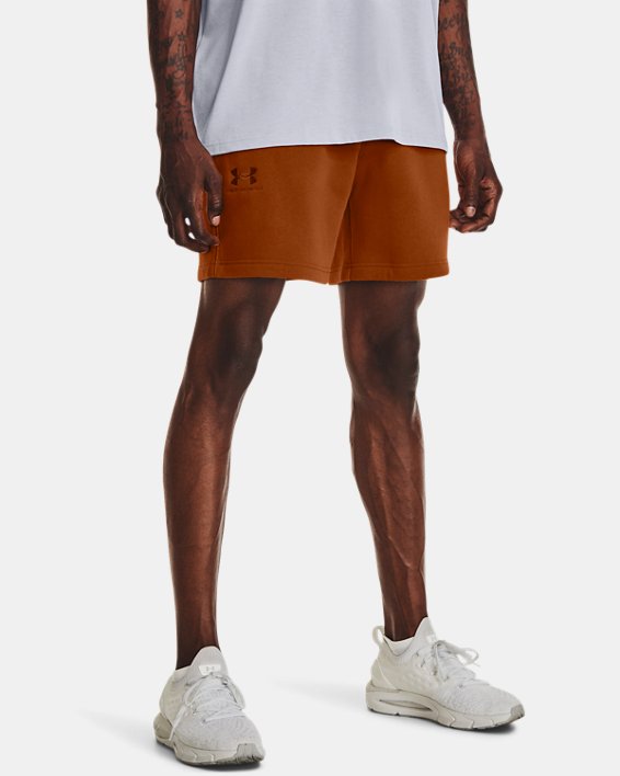 Men's UA Essential Fleece Playback Shorts, Orange, pdpMainDesktop image number 0